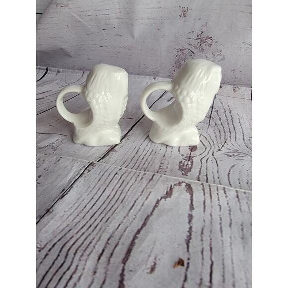 White Ceramic Owl Napkin Rings Set of 2 Replacement Pieces Made In Taiwan - Picture 7 of 10